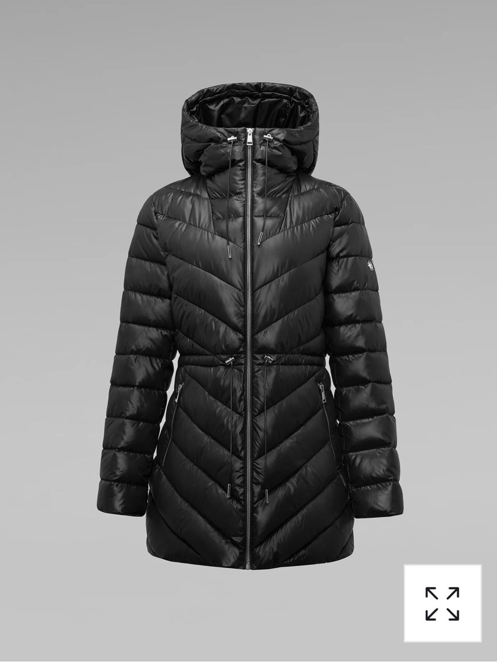 NWT Women's BINACL Black Quilted Hooded Puffer Coat warm and light weight.size M